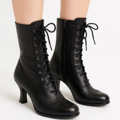 Women’s Retro Lace-Up Ankle Boots – Classic Elegance & Vintage Style