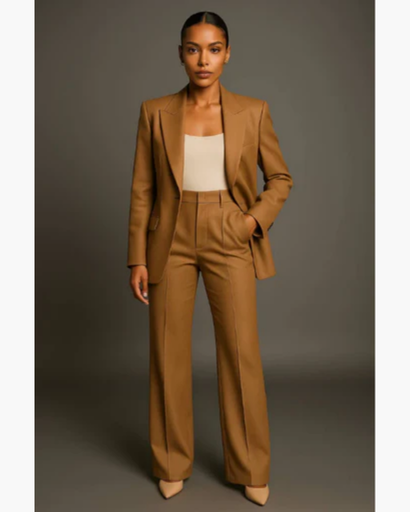 Women's suit set — blazer with elegant straight-cut trousers