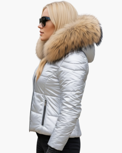Women's winter jacket with faux fur hood