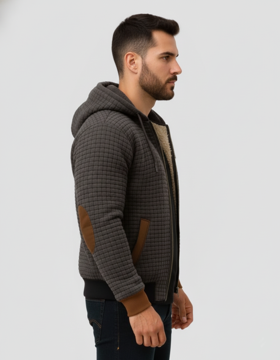 Men's Sherpa Lined Hooded Quilted Jacket
