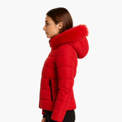 Women’s Hooded Puffer Jacket with Faux Fur – Modern Look & Added Warmth