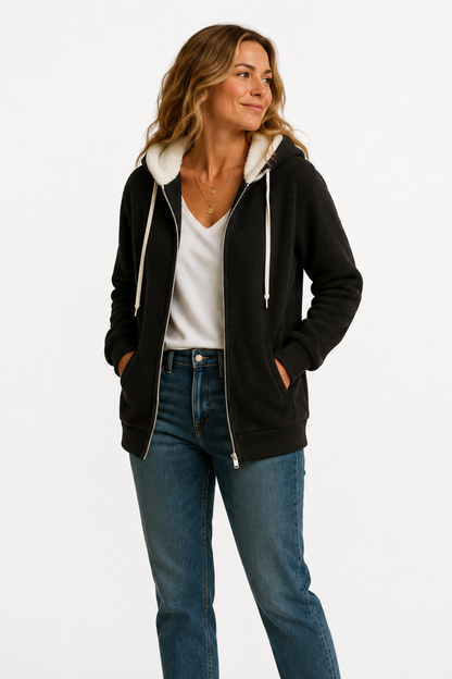 Women’s fleece-lined hooded jacket comfort & relaxed style