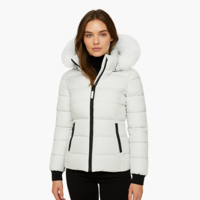 Women’s Hooded Puffer Jacket with Faux Fur – Modern Look & Added Warmth