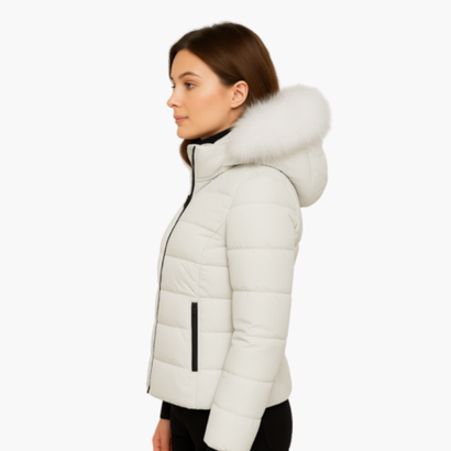 Women’s Hooded Puffer Jacket with Faux Fur – Modern Look & Added Warmth