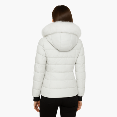 Women’s Hooded Puffer Jacket with Faux Fur – Modern Look & Added Warmth