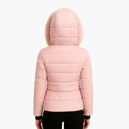 Women’s Hooded Puffer Jacket with Faux Fur – Modern Look & Added Warmth