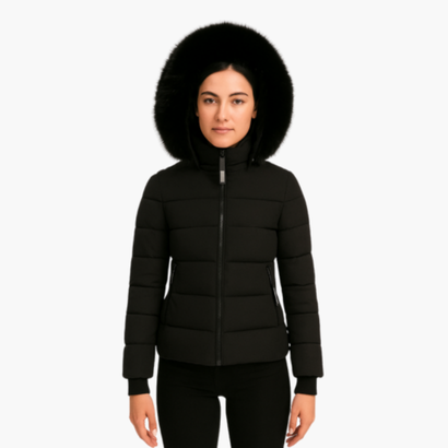 Women’s Hooded Puffer Jacket with Faux Fur – Modern Look & Added Warmth