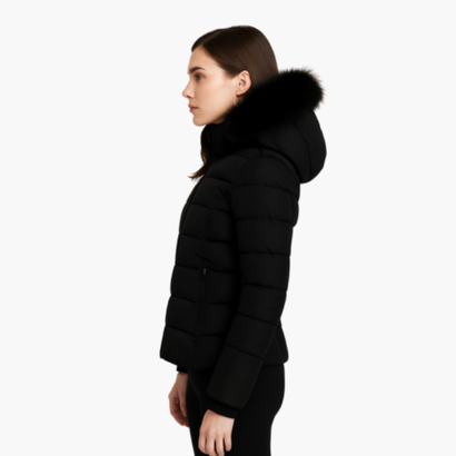 Women’s Hooded Puffer Jacket with Faux Fur – Modern Look & Added Warmth