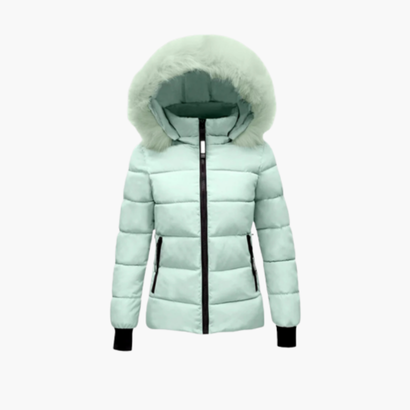 Women’s Hooded Puffer Jacket with Faux Fur – Modern Look & Added Warmth