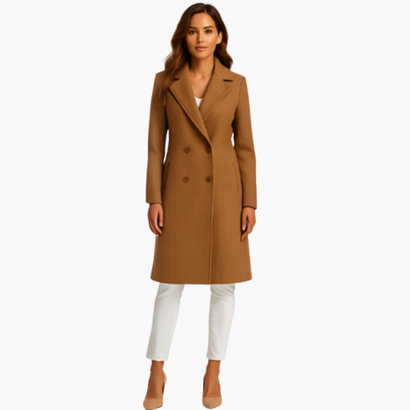 Women’s Elegant Long Coat – Double-Breasted, Chic & Timeless