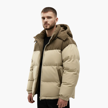 Men’s Fleece-Lined Winter Jacket with Removable Hood