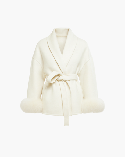 Women’s elegant belted coat chic sleeve finish
