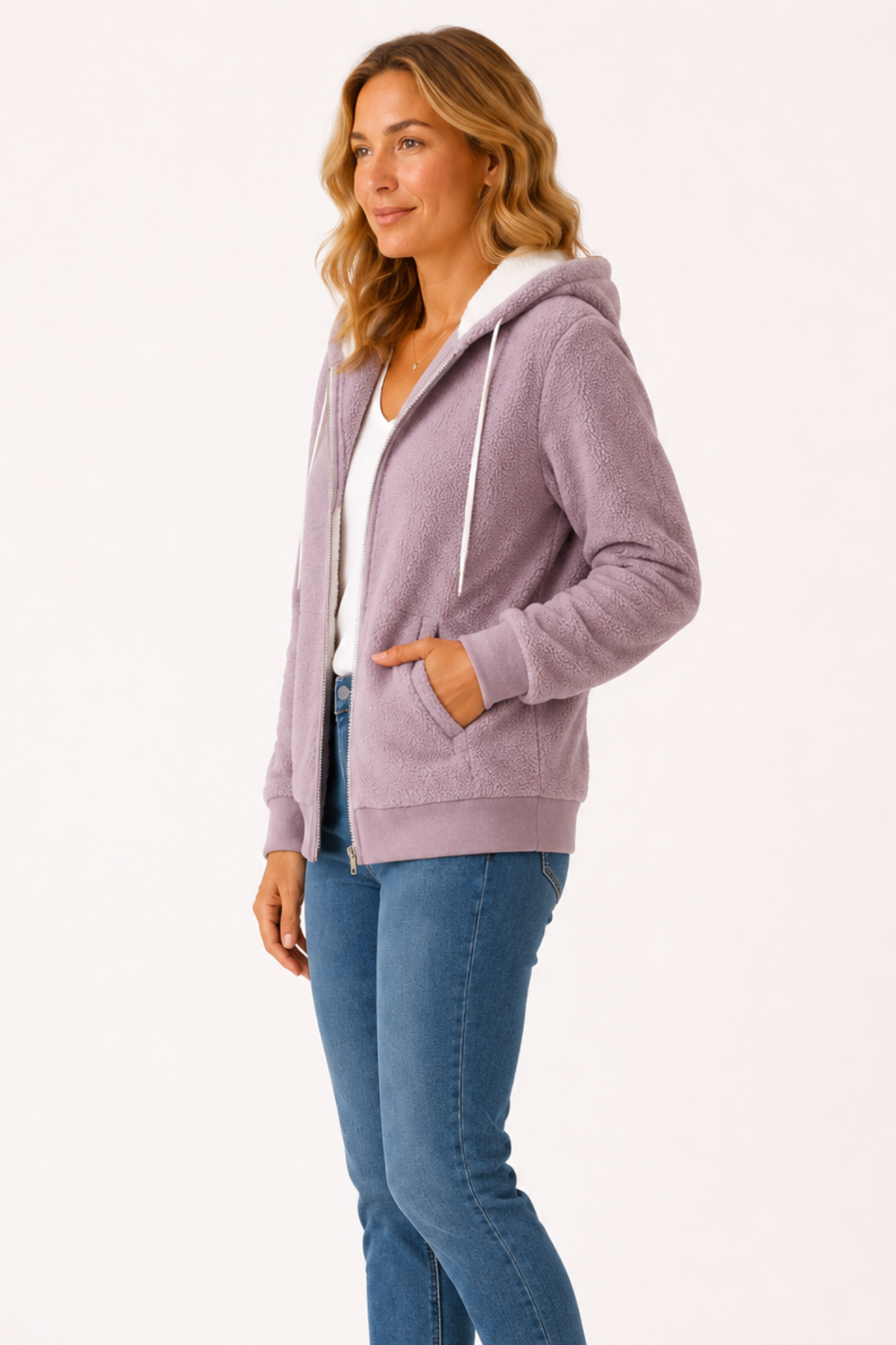 Women’s fleece-lined hooded jacket comfort & relaxed style