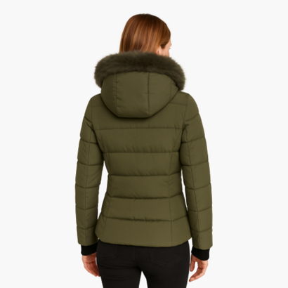 Women’s Hooded Puffer Jacket with Faux Fur – Modern Look & Added Warmth