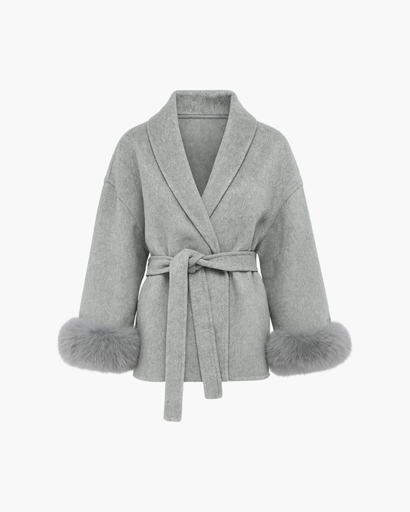 Women’s elegant belted coat chic sleeve finish