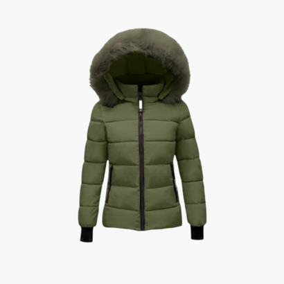 Women’s Hooded Puffer Jacket with Faux Fur – Modern Look & Added Warmth