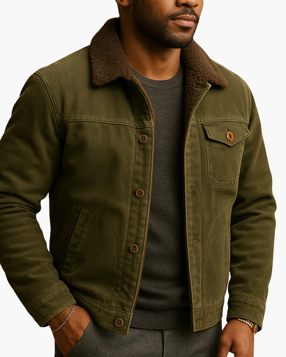 Men’s corduroy jacket with sherpa lining
