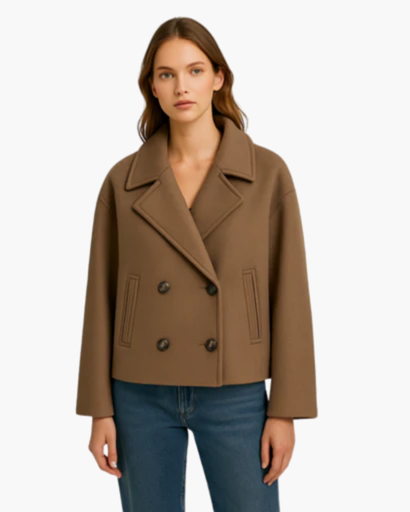 Women's short double-breasted cotton jacket — chic & modern