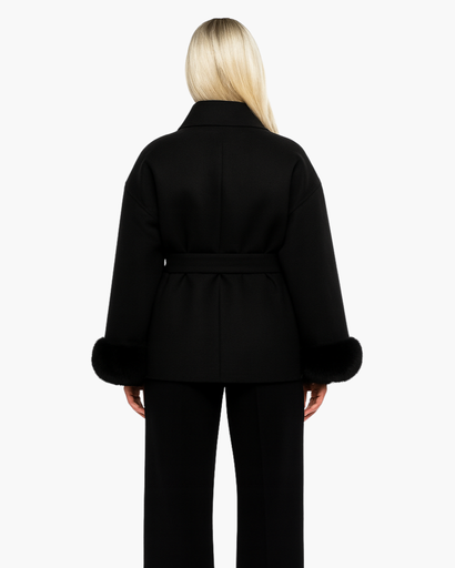 Women’s elegant belted coat chic sleeve finish