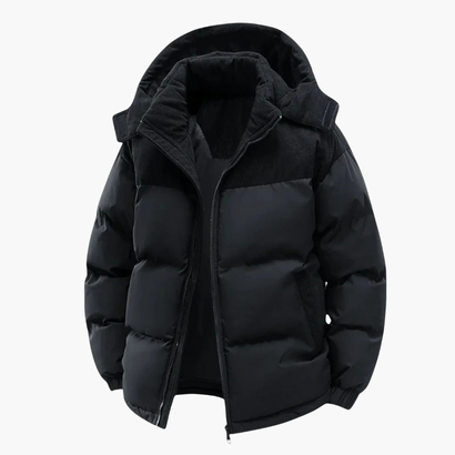 Men’s Fleece-Lined Winter Jacket with Removable Hood