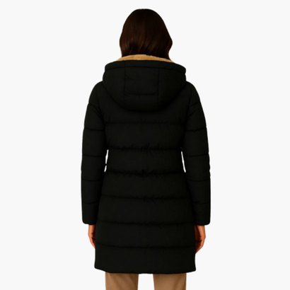 Women’s Long Hooded Puffer Coat – Warm & Elegant