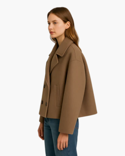 Women's short double-breasted cotton jacket — chic & modern