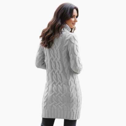 Women’s Turtleneck Sweater Dress – Elegant & Warm Cable Knit