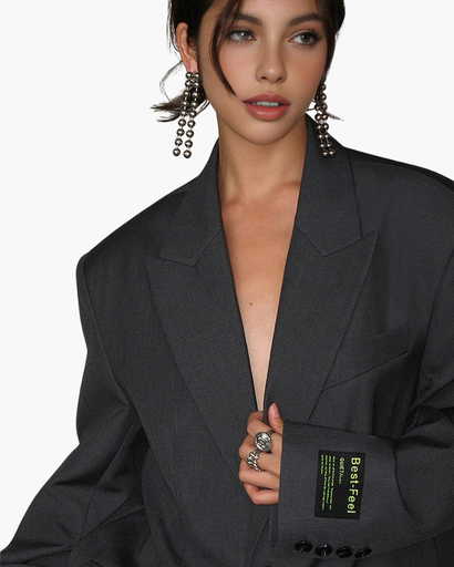 Women’s blazer – long oversized jacket with classic lapels