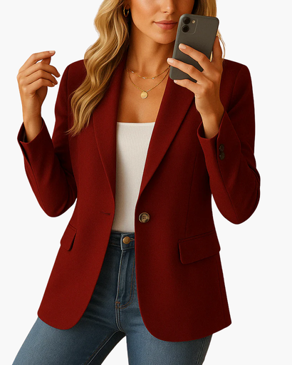 Women’s tailored-collar blazer with one-button fastening