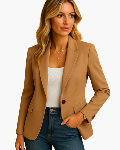 Women’s tailored-collar blazer with one-button fastening