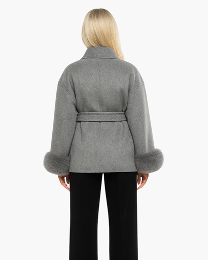 Women’s elegant belted coat chic sleeve finish