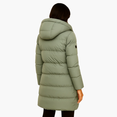 Women’s Long Hooded Puffer Coat – Warm & Elegant