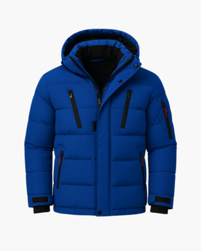 Men's Warm Quilted Winter Jacket with Hood