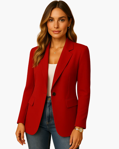 Women’s tailored-collar blazer with one-button fastening
