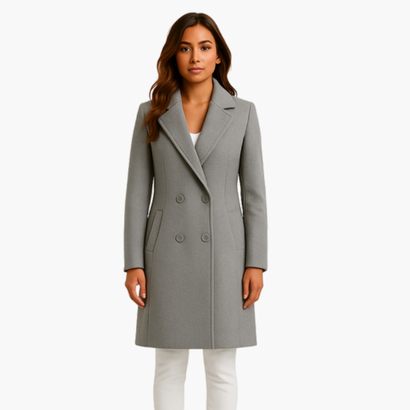 Women’s Elegant Long Coat – Double-Breasted, Chic & Timeless