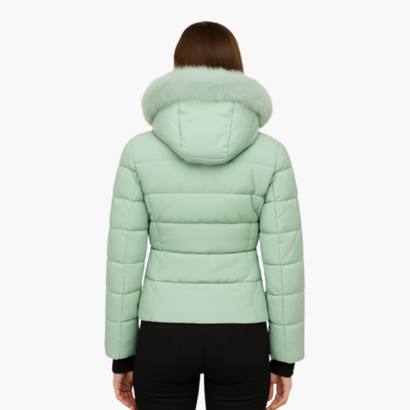 Women’s Hooded Puffer Jacket with Faux Fur – Modern Look & Added Warmth