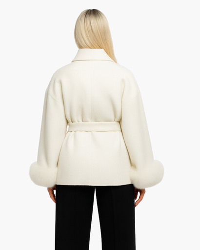 Women’s elegant belted coat chic sleeve finish