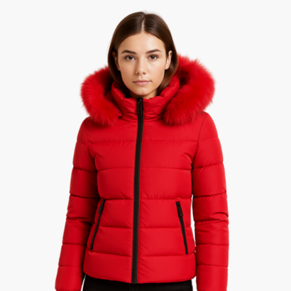 Women’s Hooded Puffer Jacket with Faux Fur – Modern Look & Added Warmth