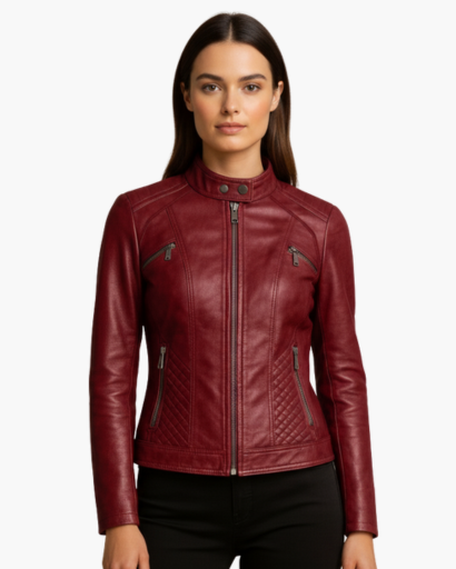 Veste femme aspect cuir – coupe cintrée élégante & style moderne