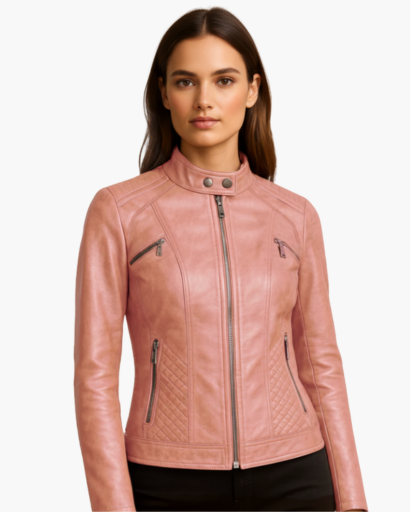 Veste femme aspect cuir – coupe cintrée élégante & style moderne