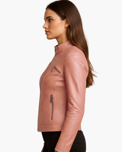 Veste femme aspect cuir – coupe cintrée élégante & style moderne