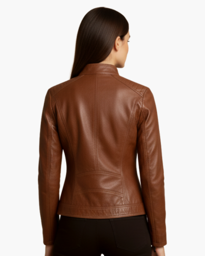 Veste femme aspect cuir – coupe cintrée élégante & style moderne