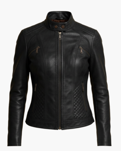 Veste femme aspect cuir – coupe cintrée élégante & style moderne