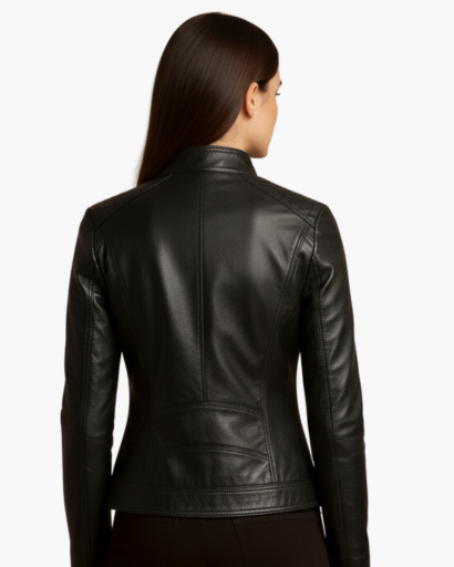 Veste femme aspect cuir – coupe cintrée élégante & style moderne