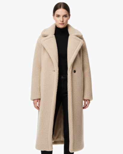 Long faux fur coat – soft elegance & winter warmth
