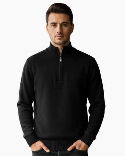 Men’s premium cashmere knit half-zip sweater – warm comfort & elegant style