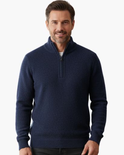 Men’s premium cashmere knit half-zip sweater – warm comfort & elegant style