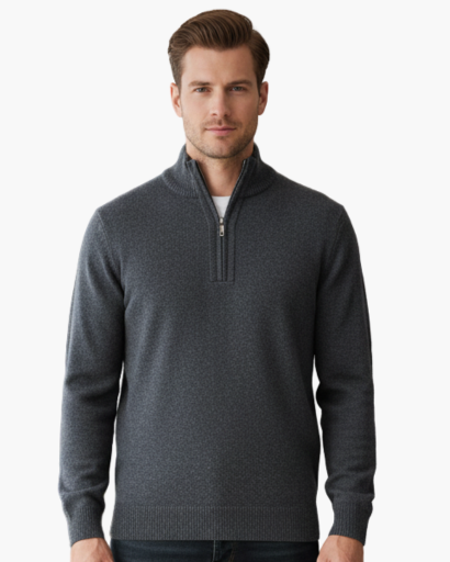 Men’s premium cashmere knit half-zip sweater – warm comfort & elegant style