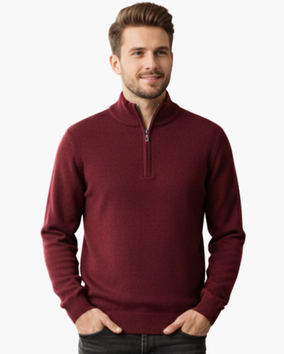 Men’s premium cashmere knit half-zip sweater – warm comfort & elegant style