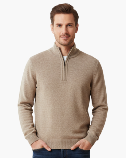 Men’s premium cashmere knit half-zip sweater – warm comfort & elegant style